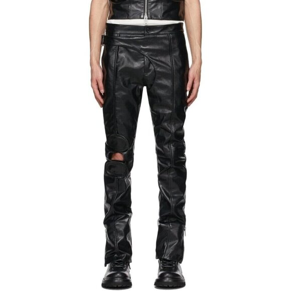 Adyar Leather Brace Trousers Size XL Mens Black NWT - Picture 1 of 16